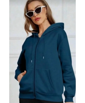 Mavi Fermuarlı 3 Iplik Mevsimlık Hırka / Ceket