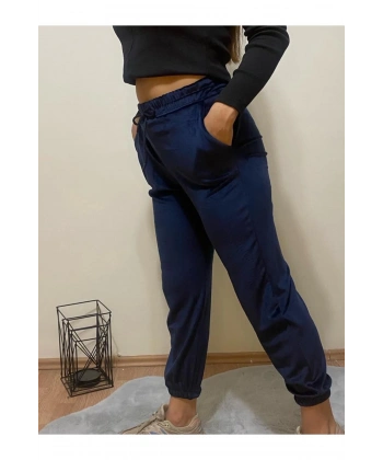 Fransız Kadife Eşofman Alt 2 Cepli Bel-Paça Lastikli