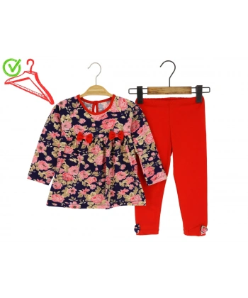 9/24 AY KIZ TAKIM TAYTLI FİYONKLU ÇİÇEK DESENLİ