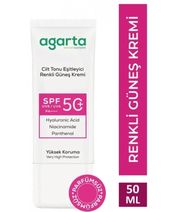 Agarta Doğal Güneş Kremi Cilt Tonu Eşitleyici Renkli 50 Spf 50 Ml