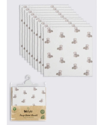 Akm Life Bear 20x20 10lu Penye Mendil 90162 Ekru