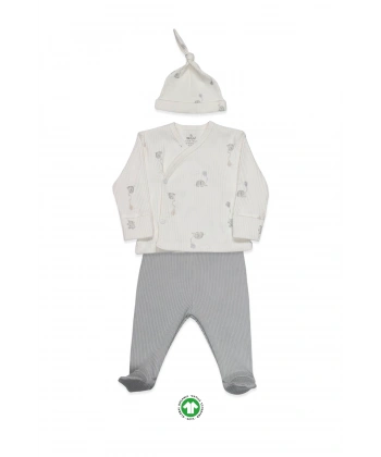 Akm Life Flying Elephant 3lü Zıbın Takım 13111 Ekru Gri