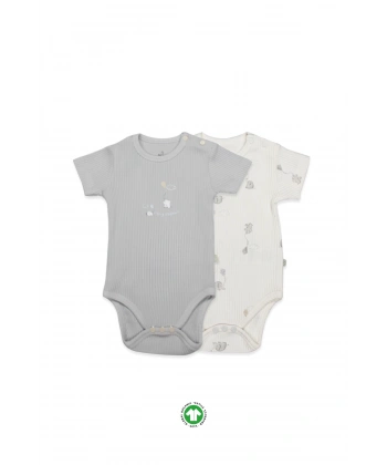 Akm Life Flying Elephant Yarım Kol 2li Body 17116 Ekru Gri