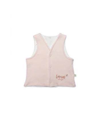 Akm Life Grow İn Love Çift Taraflı Bebe Yelek 18102 Pembe Ekru