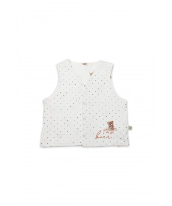 Akm Life I Am So Bear Çift Taraflı Bebe Yelek 18103 Bej Ekru