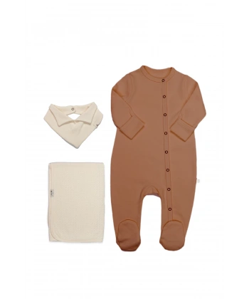 Akm Life Yenidoğan Tulum Battaniye Gentleman 13116 Ekru Kahve