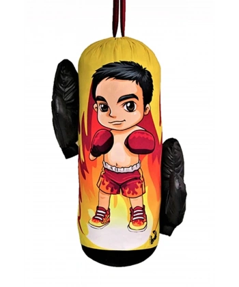 Boks Torbası Eldiven Hediyeli Çocuklara Eğlenceli Evde Boks Erkek Çocuk Boks Torbası Sarı