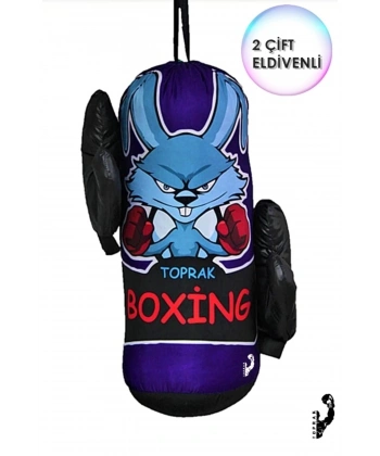 Çocuk Boks Torbası Eldiven Hediyeli Çocuklara Eğlenceli Evde Boks(Unisex Kız-Erkek) Lacivert