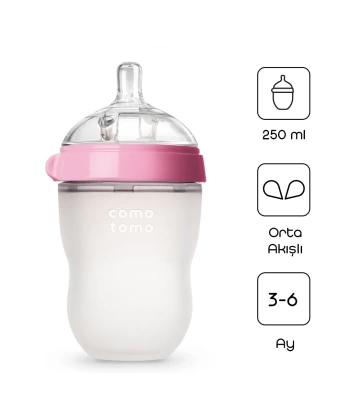 Comotomo Antikolik Silikon Biberon 250 Ml 3-6 Ay Pembe