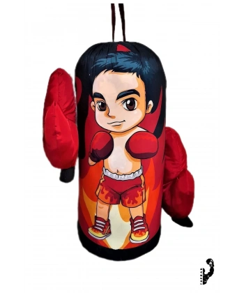 Erkek Çocuk Boks Torbası Eldiven Hediyeli Çocuklar İçin Eğlenceli Evde Boks Kırmızı