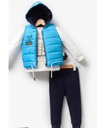 ERKEK ŞIK GÖRÜNÜMLÜ 1-2-3-4 YAŞ ŞİŞME YELEKLİ  3 LÜ TAKIM