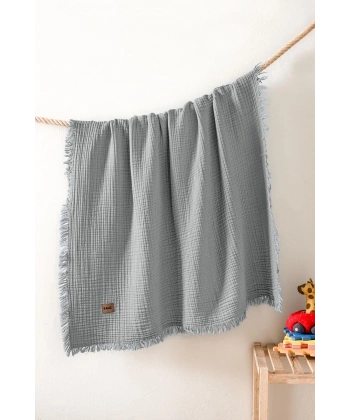 Kanz Bebek 4 Kat Müslin Örtü Knz-027 Gri