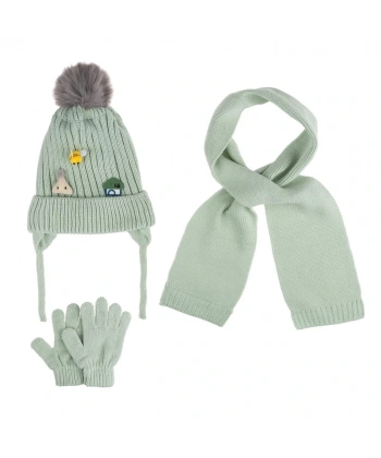Kitti Bebe Kız Atkı Bere Eldiven Takım (1-4 Yaş) K24160-03 Mint