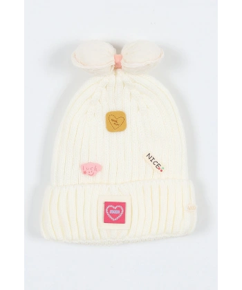 Kitti Çocuk Kız Kulaklı Bere (4-8 Yaş) K24130-02 Krem