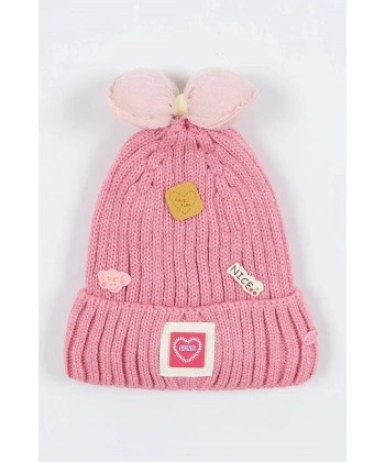 Kitti Çocuk Kız Kulaklı Bere (4-8 Yaş) K24130-02 Pembe