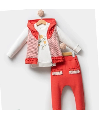 KIZ BEBEK  9-12-18 AY İNCİLİ DANTELLİ 3 LÜ TAKIM