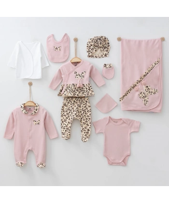 LEOPARLI 10 LU SET HASTANE ÇIKIŞI %100 PAMUK ORGANİK TAKIM