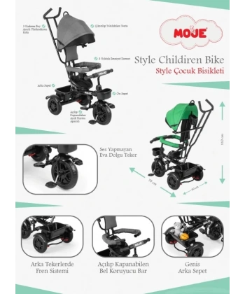 Moje Style 3 Tekerlekli Çocuk Bisikleti Yeşil