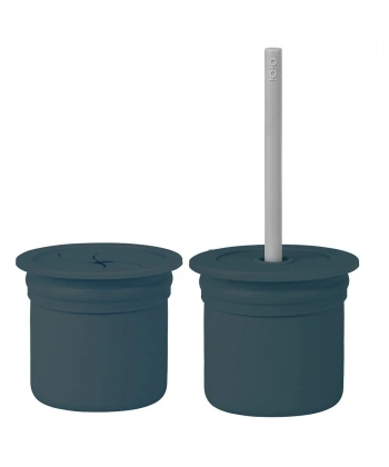 Oioi Ham+hüp Pipetli Silikon Bardak Seti Deep Blue / Powder Grey