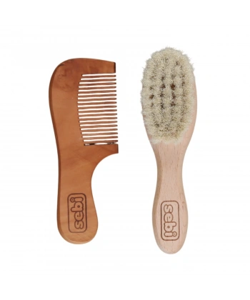 Sebi Bebe Doğal Keçi Kılı Fırça Ve Tarak Seti