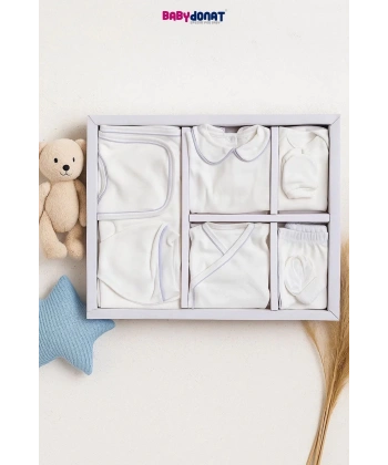 Yaka Detaylı 10 Parça Kutulu Erkek Bebek Hastane Çıkış Seti