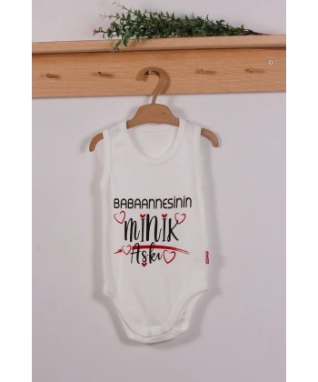 Yeni Doğan 3-12 Ay Annennesinin Minik Aşkı Askılı Body Beyaz