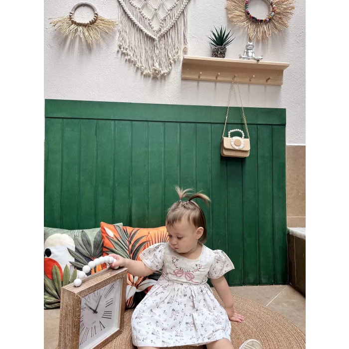 AMELİA BRODELİ NAKIŞLI KETEN ELBİSE