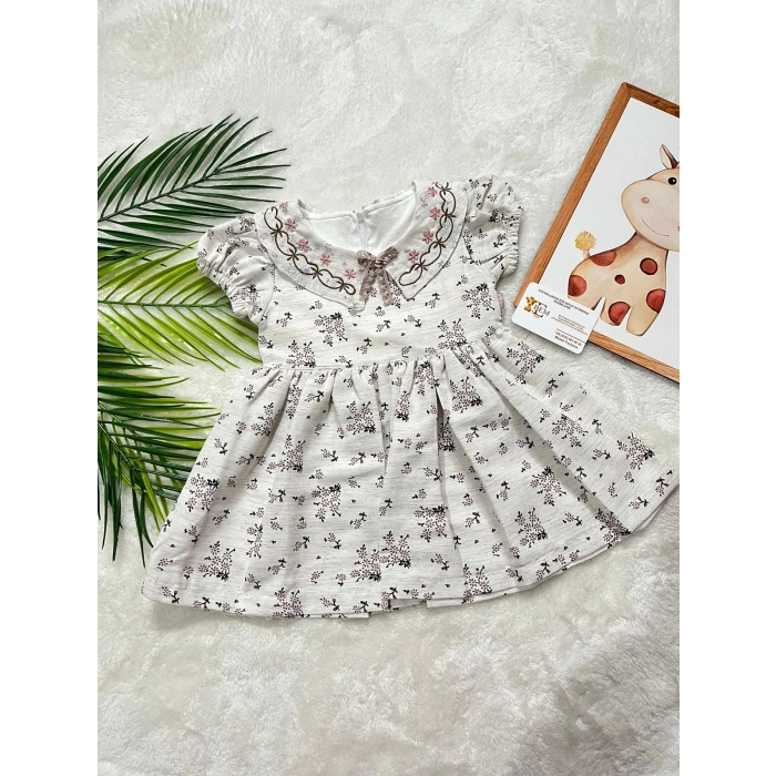 AMELİA YAKALI ÇİÇEKLİ KETEN ELBİSE