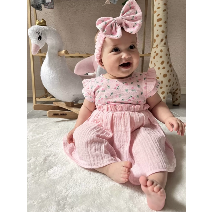 BELLA MUSLİN BANDANALI ELBİSE