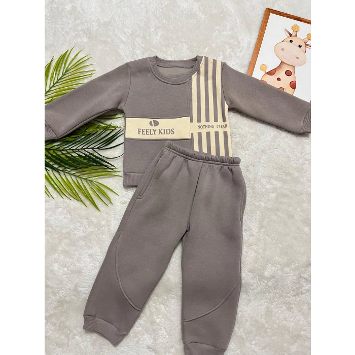 ÇİZGİLİ ŞARDONLU EŞOFMAN TAKIMI