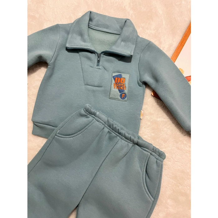 FERMUAR DETAYLI ŞARDONLU ÜÇ İPLİK TAKIM