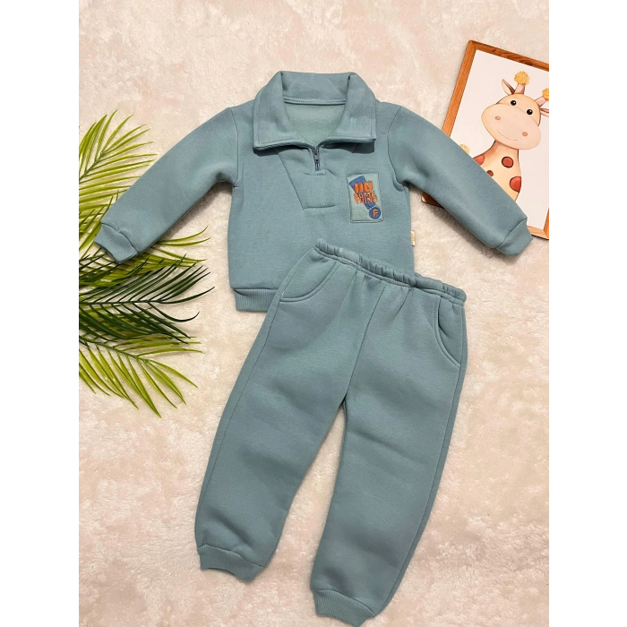 FERMUAR DETAYLI ŞARDONLU ÜÇ İPLİK TAKIM