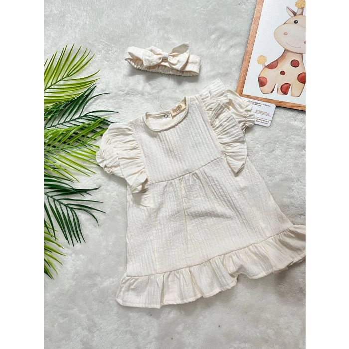 GOFRE KUMAŞ BANDANALI ELBİSE