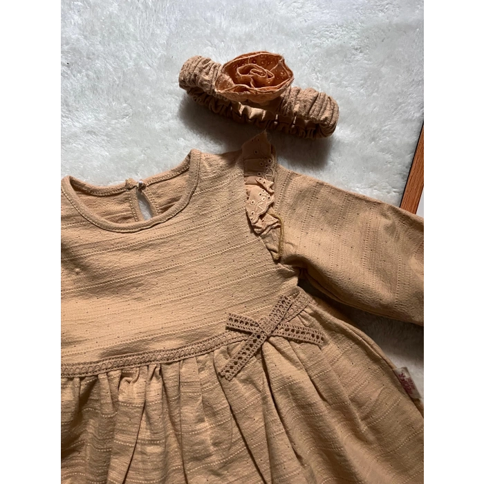 GÜLLÜ BANDANALI KALIN ELBİSE