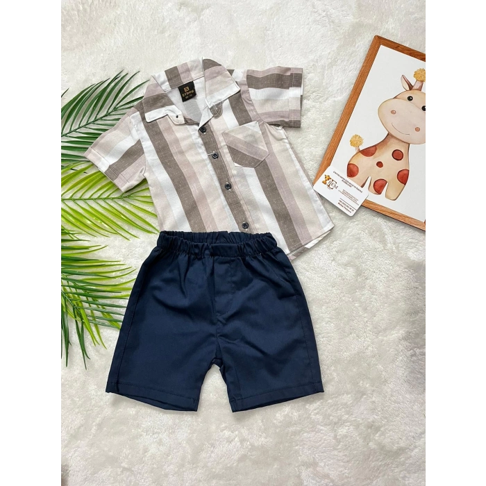 LİAM GABARDİN ŞORTLU PAMUKLU GÖMLEKLİ TAKIM