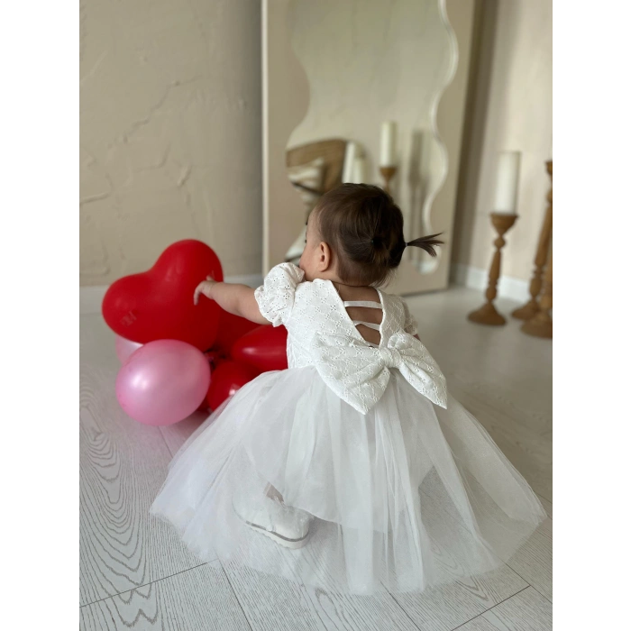LUNA TÜLLÜ SIRT DETAYLI BEBEK ELBİSE