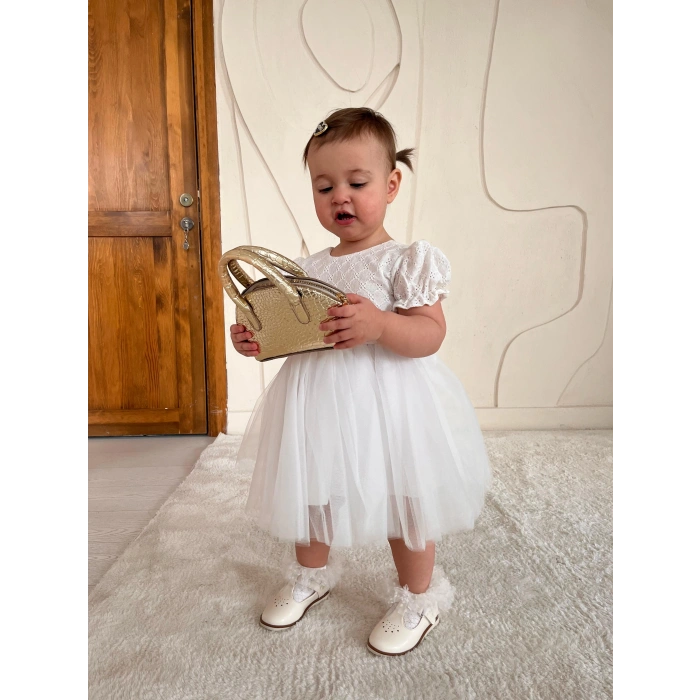 LUNA TÜLLÜ SIRT DETAYLI BEBEK ELBİSE