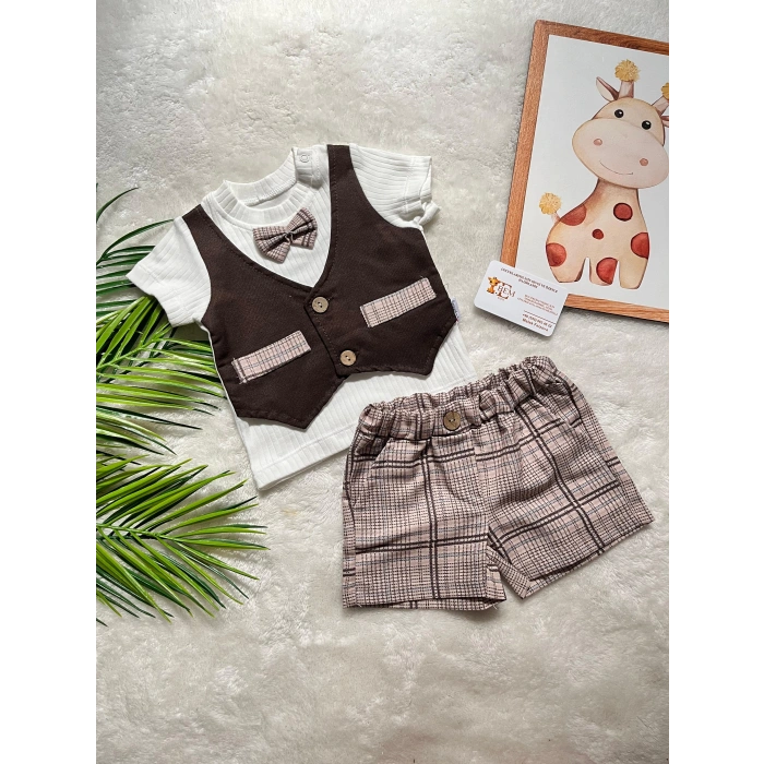 PAPYONLU ÜST DETAYLI ŞORTLU TAKIM