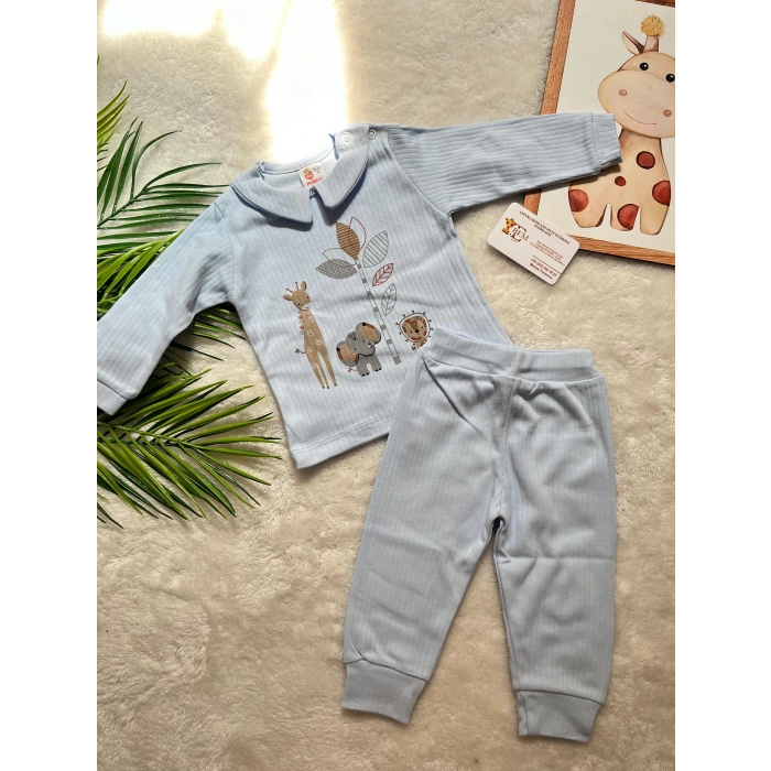 SAFARİ BASKILI YAKA DETAYLI ERKEK BEBEK TAKIM