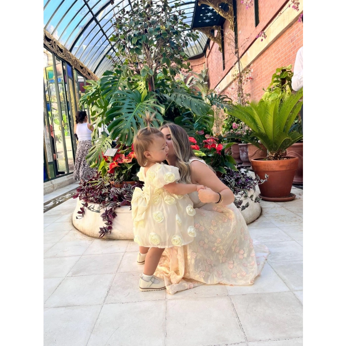 SİMA GÜLLÜ KIZ BEBEK ELBİSE - KREM (SARI)