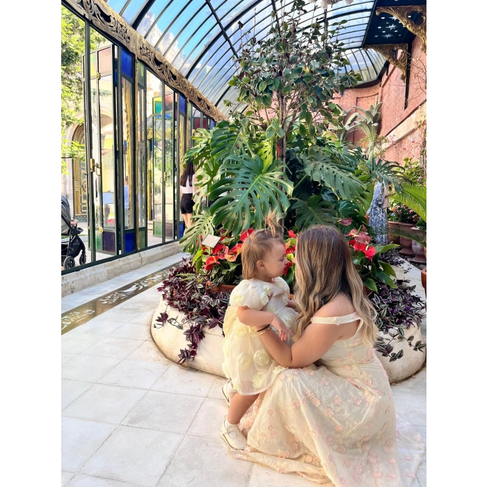 SİMA GÜLLÜ KIZ BEBEK ELBİSE - KREM (SARI)