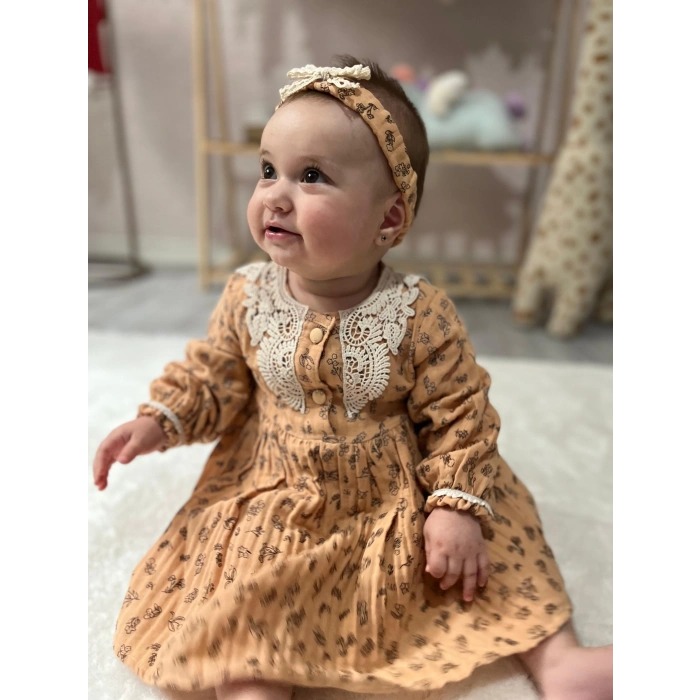 VİNTAGE DANTEL DETAYLI ELBİSE