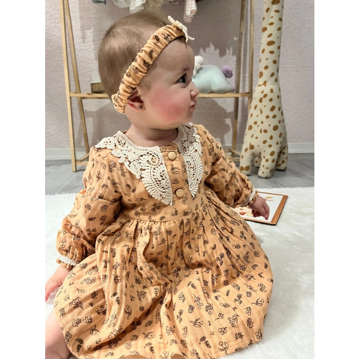 VİNTAGE DANTEL DETAYLI ELBİSE