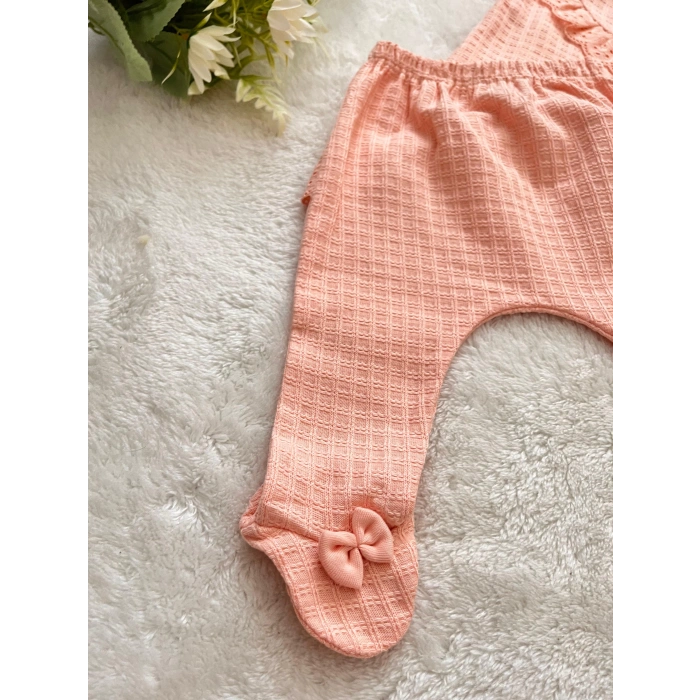 WAFFLE KUMAŞ DANTELLİ KIZ BEBEK 5Lİ HASTANE ÇIKIŞI SETİ