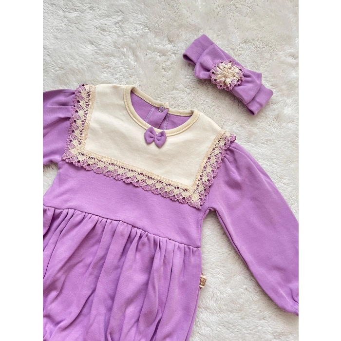 YAKA DETAYLI BANDANALI KIZ BEBEK TULUM