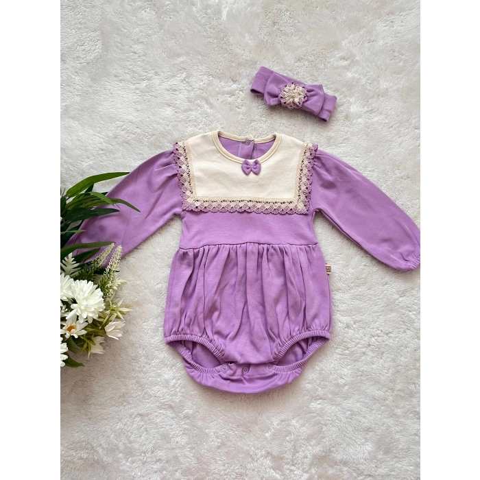 YAKA DETAYLI BANDANALI KIZ BEBEK TULUM