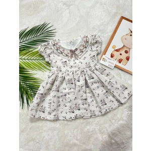 AMELİA YAKALI ÇİÇEKLİ KETEN ELBİSE