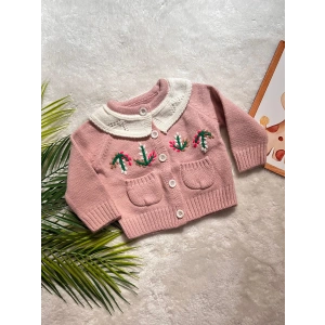 ÇİÇEK NAKIŞLI KIZ BEBEK HIRKA