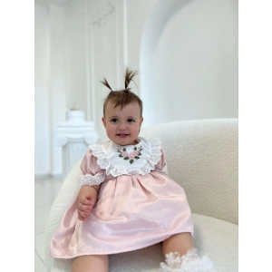 ÇİÇEK NAKIŞLI VİNTAGE KIZ ÇOCUK ELBİSE