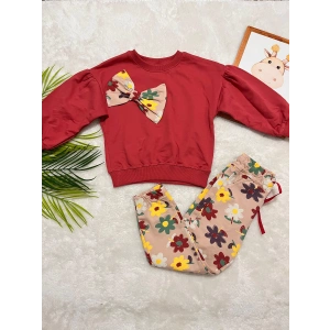 KIZ ÇOCUK FİYONKLU ÇİÇEKLİ TAKIM